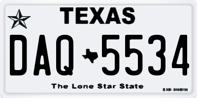 TX license plate DAQ5534