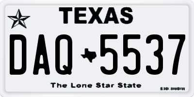 TX license plate DAQ5537