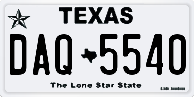 TX license plate DAQ5540