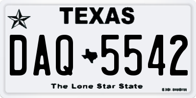 TX license plate DAQ5542