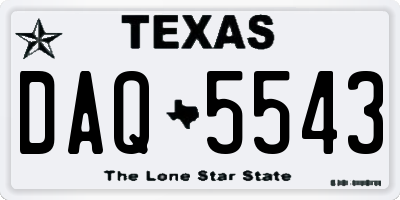 TX license plate DAQ5543