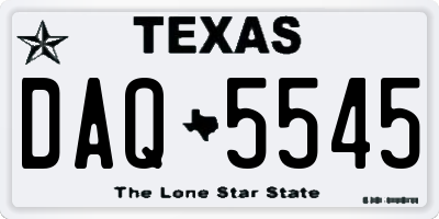 TX license plate DAQ5545