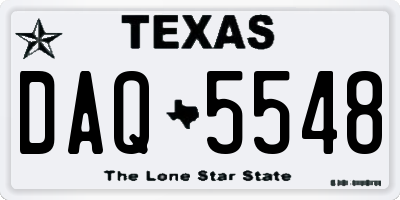 TX license plate DAQ5548