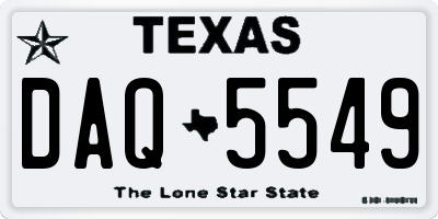 TX license plate DAQ5549