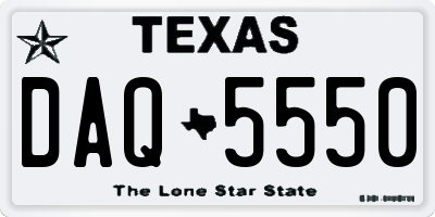 TX license plate DAQ5550