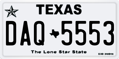 TX license plate DAQ5553
