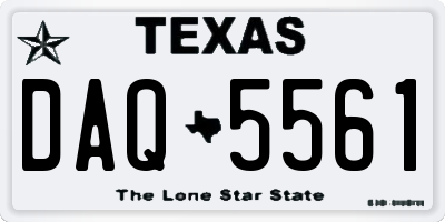 TX license plate DAQ5561