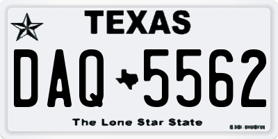 TX license plate DAQ5562