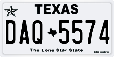 TX license plate DAQ5574