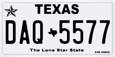 TX license plate DAQ5577