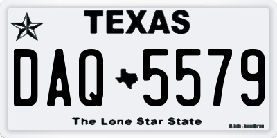 TX license plate DAQ5579