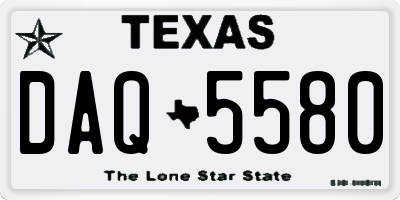 TX license plate DAQ5580