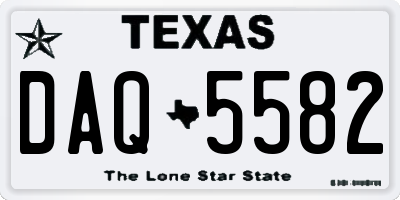 TX license plate DAQ5582