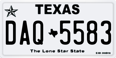 TX license plate DAQ5583