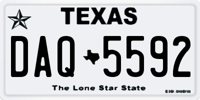 TX license plate DAQ5592
