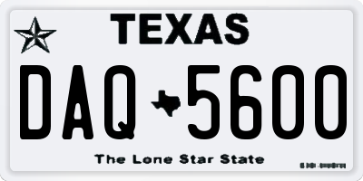 TX license plate DAQ5600