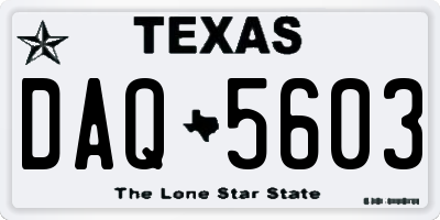 TX license plate DAQ5603