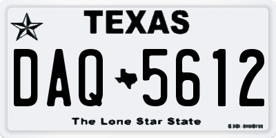TX license plate DAQ5612