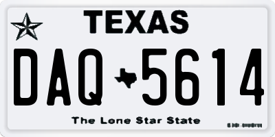 TX license plate DAQ5614