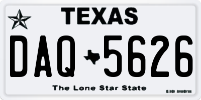 TX license plate DAQ5626