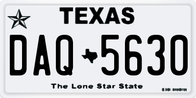 TX license plate DAQ5630