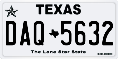 TX license plate DAQ5632