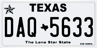 TX license plate DAQ5633