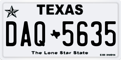 TX license plate DAQ5635