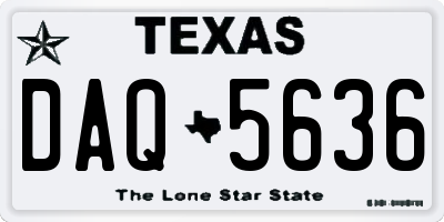 TX license plate DAQ5636