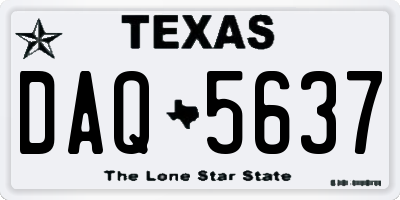 TX license plate DAQ5637