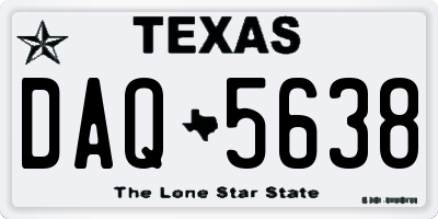 TX license plate DAQ5638