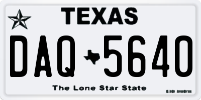 TX license plate DAQ5640