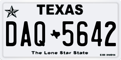 TX license plate DAQ5642