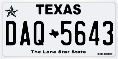 TX license plate DAQ5643