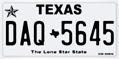 TX license plate DAQ5645