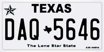 TX license plate DAQ5646