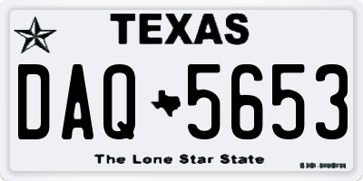 TX license plate DAQ5653