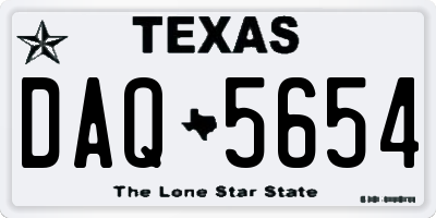 TX license plate DAQ5654