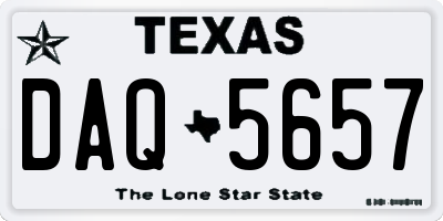TX license plate DAQ5657