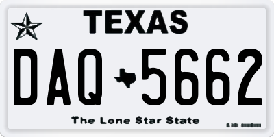 TX license plate DAQ5662