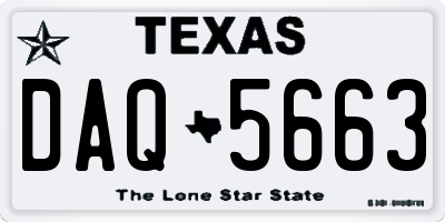 TX license plate DAQ5663