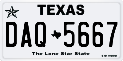 TX license plate DAQ5667