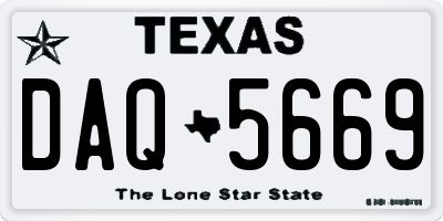TX license plate DAQ5669