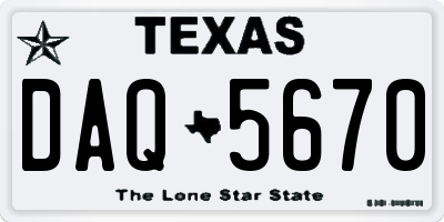 TX license plate DAQ5670