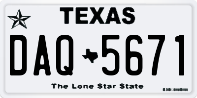 TX license plate DAQ5671