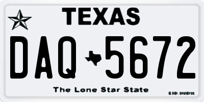 TX license plate DAQ5672