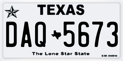 TX license plate DAQ5673