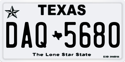 TX license plate DAQ5680