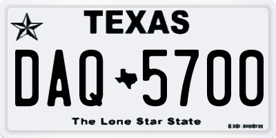 TX license plate DAQ5700