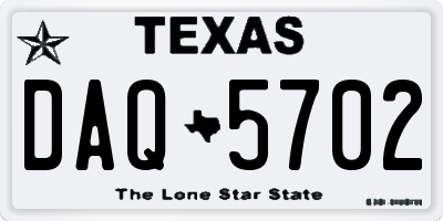 TX license plate DAQ5702